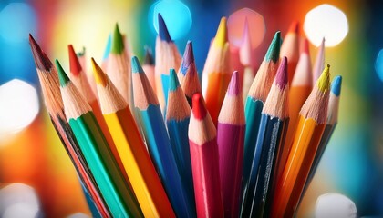 colorful pencils brushes create vivid art