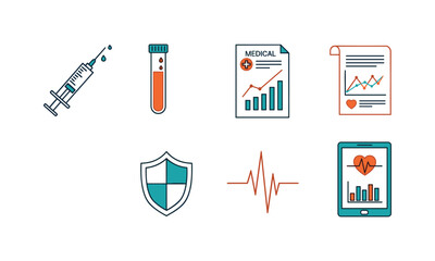 Obraz premium Medical icons for healthcare and wellness presentations