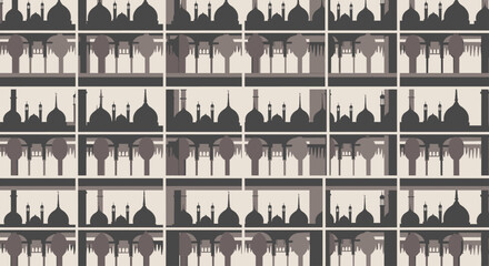 Islamic Architecture Pattern - Mosque Domes and Minarets Silhouette