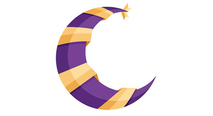 Stylized Crescent Moon with Star Accent - Purple and Gold Abstract Design