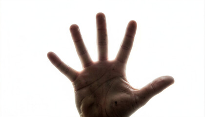 Obraz premium Hand reaching out against a bright background, concept of anxiety 