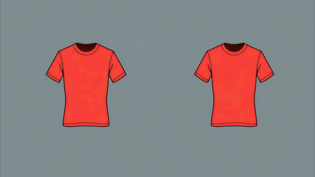 Minimalist Red T-shirt Graphics on Grey Background
