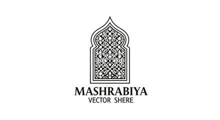 Traditional Islamic Mashrabiya Window - Intricate Geometric Pattern Vector Art