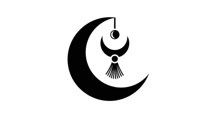 Mystical Crescent Moon Symbol with Tassel and Orb © jons