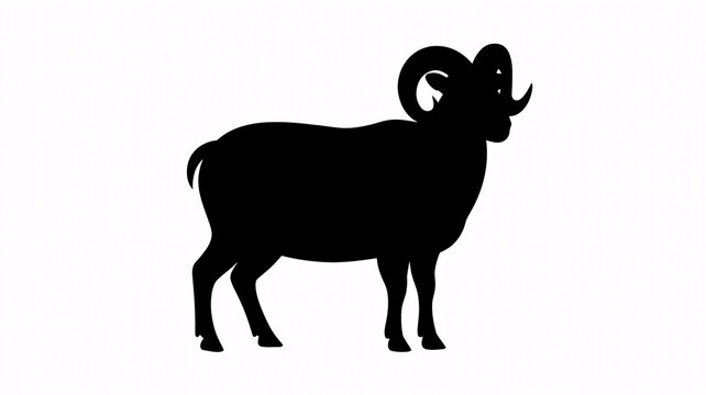 Black silhouette of a ram standing sideways on a white background.
