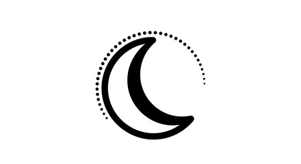 Crescent moon icon with dotted circle outline, minimal graphic design © Tawang