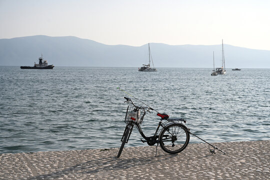 Vlora, Albania - June 17, 2025: The embankment in the city of Vlora on Albanian Riviera.