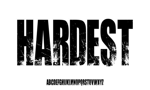 Grunge Font. Rustic Font. Distressed Font. Rough Font. Uppercase. For Fashion Sport Film Movie Design Vector illustration 