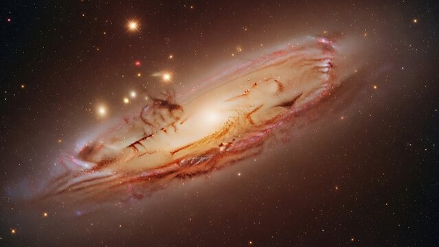 Stunning Barred Spiral Galaxy in Deep Space with Starry Background - Cosmic Astronomical Beauty