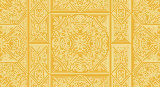 Intricate Golden Geometric Pattern Background - Islamic Art Inspired
