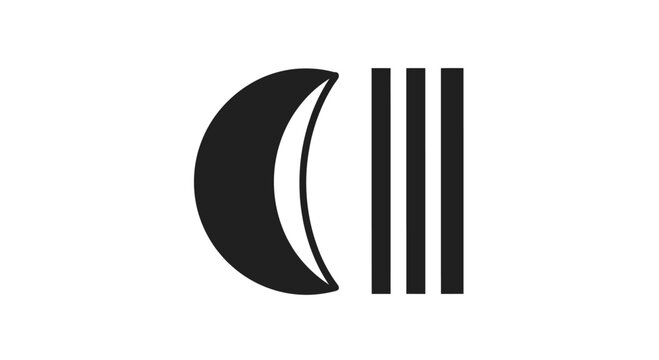 Abstract Crescent Moon and Parallel Lines Graphic Design