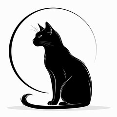 Elegant Black Cat Silhouette with Minimalist Aesthetic © Alhamdulillah
