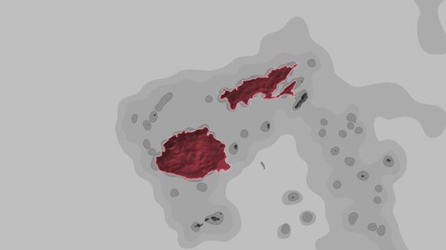 Zooming In on Fiji on a Dark World Map