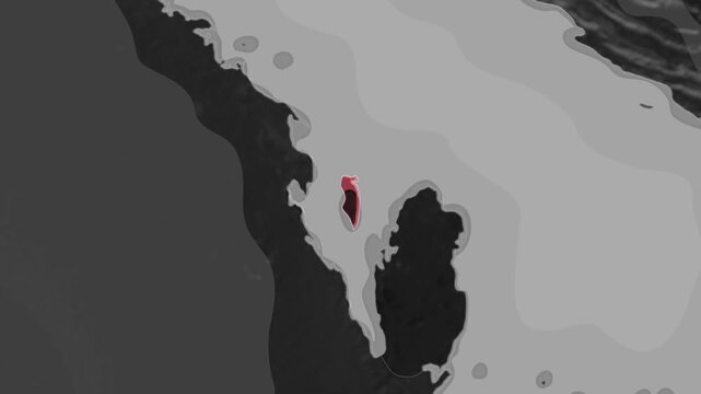 Zooming In on Bahrain on a Dark World Map
