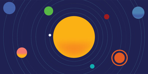 Background of the sun and planets orbit lines. Solar system and space pattern © sholeh