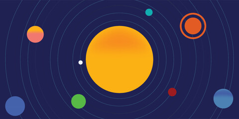 Background of the sun and planets orbit lines. Solar system and space pattern © sholeh