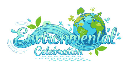 Fototapeta premium Environmental Celebration with Globe and Leaves.