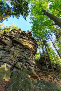 sandstone rocks, autumn colours around Ladek-Zdroj, Glatzer Snowmountain, Poland