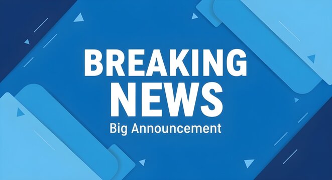 Breaking news big announcement on blue background with modern design