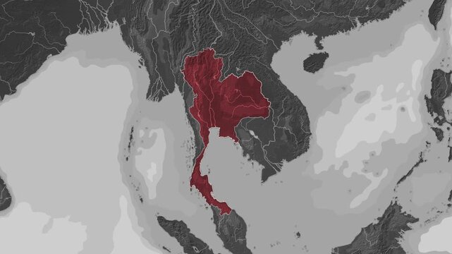 Zooming In on Thailand on a Dark World Map