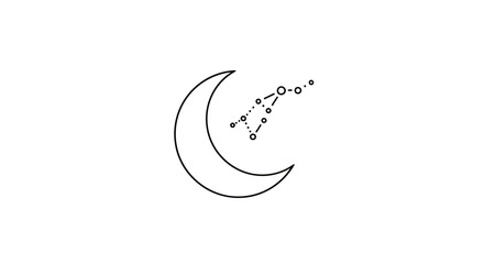 Crescent moon and constellation graphic icon, simple line art, vector © Sendal