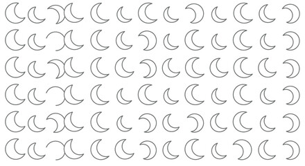 Crescent Moon Phases Pattern - Simple Outline Illustration © Sendal