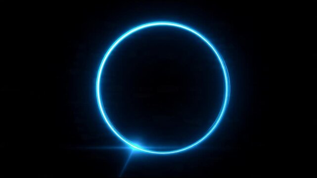 Central Blue Circle Illuminated by Subtle Glow Under Small Light on Contrasting Black Background