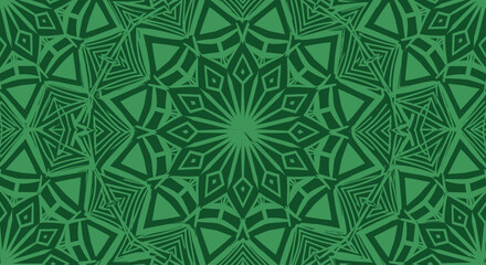 Green Geometric Mandala Pattern Background © Sendal