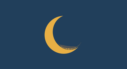 Crescent Moon with Stars on Dark Blue Background © Sendal