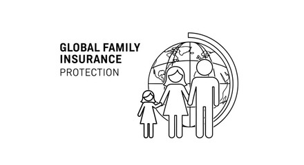 Fototapeta premium Family Insurance Protection Illustration with Globe.