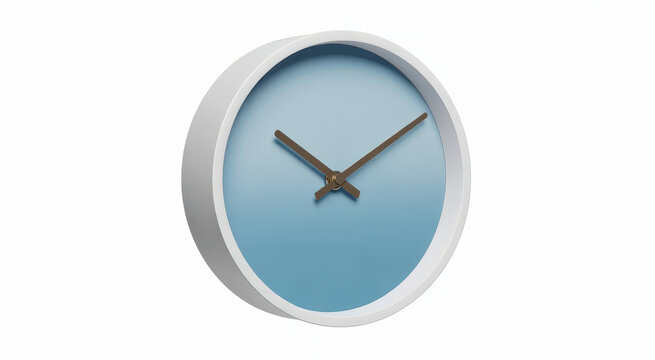 Oval clock with blue face and brown hands