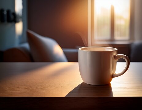 soft focused coffee mug still life illuminated by gentle ambient light