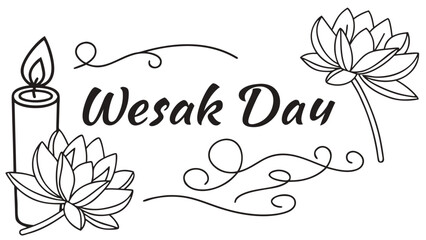 Wesak Day Greeting with Lotus Flowers and Candle typography © SnappyDesigns