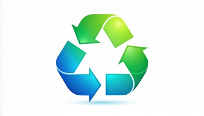 Obraz premium 3D recycling symbol eco friendly loop green blue arrows sustainability concept