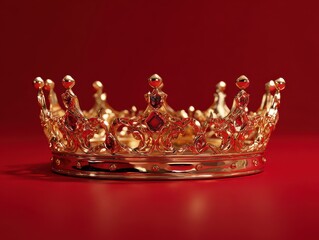 golden celebration crown floating isolated on a red background