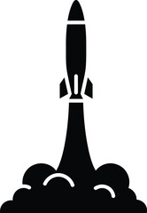 Obraz premium Dynamic silhouette of a modern ballistic missile launching with smoke trails