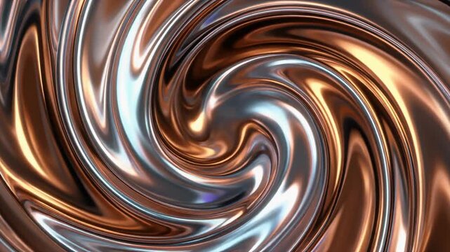 Metallic swirl pattern background with shiny copper and silver colors