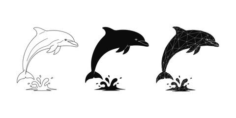 Obraz premium Dolphin Jumping Water Icons