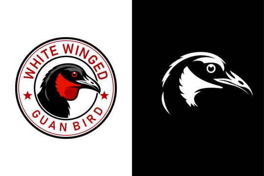white winged guan peru bird logo design art