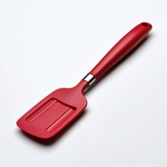 Silicone red spatula isolated on white background, perfect for kitchen utensil catalogs, cooking blogs, and recipe cards 