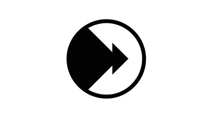 Black Arrow in Circle Icon, Forward Direction, Simple Graphic Design