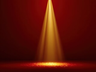 golden spotlight beam isolated on a red background