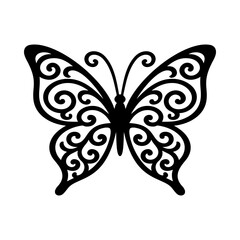 Elegant butterfly cut template suitable for scrapbooking, invitations, decals, and layered papercraft creations. © julimur