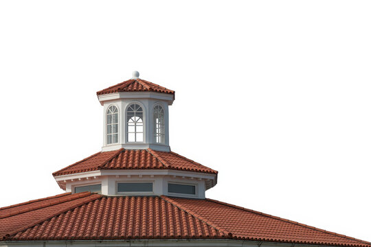 Closeup of red tiled roof tiles terracotta