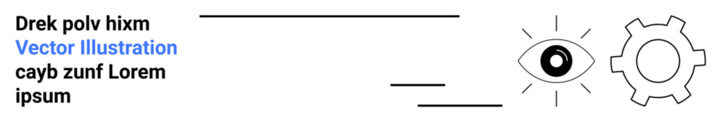 Eye with light rays conveys vision and perception, gear stands for process and innovation. Ideal for technology, creativity, teamwork, analytics, innovation, strategy, simple landing page © robu_s