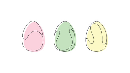 Fototapeta premium Minimalist continuous one line drawing easter eggs set with pastel colors on white background.