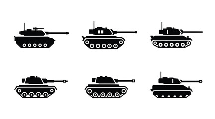 Military Battle Tank and Armored Vehicle Icon Set © MDYASINARAFAT
