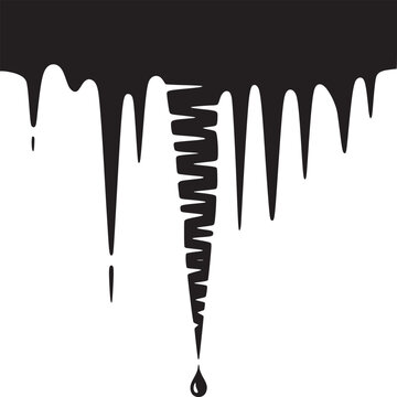 A graphic illustration of black dripping paint with a zigzag shape on a white background art design