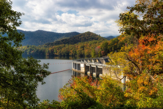 Autumn Colors at Santeetlah Dam in Smoky Mountains North Carolina