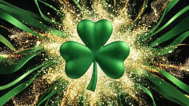 Abstract gold and green clover background